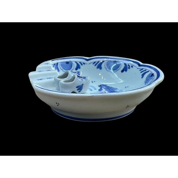 Vintage Delft Holland Cigar Smoking Ashtray Dutch Windmill Shoes Cobalt Blue - Picture 4 of 5